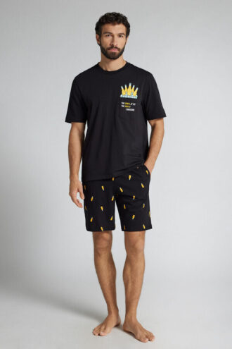 Beer Print Short Cotton Pajamas