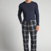 Blue Check Print Full Length Knit Pants Blue Check Print Full Length Knit Pants