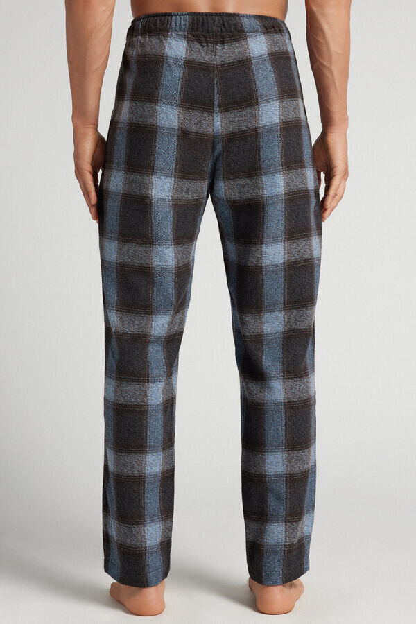 Blue Check Print Full Length Knit Pants Blue Check Print Full Length Knit Pants