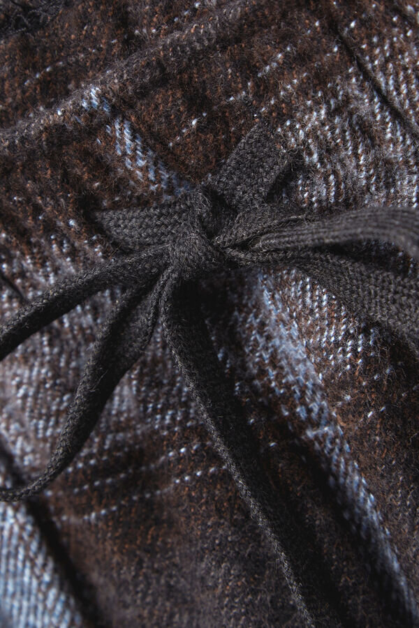 Blue Check Print Full Length Knit Pants Blue Check Print Full Length Knit Pants