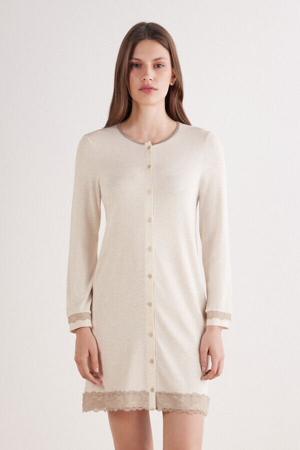 Button-Front Lace Detail Nightdress Button-Front Lace Detail Nightdress