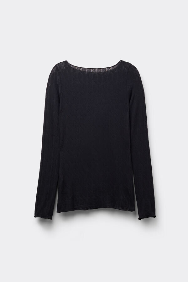 Cable Knit Bateau Neck Top in Ultralight with Cashmere Cable Knit Bateau Neck Top in Ultralight with Cashmere