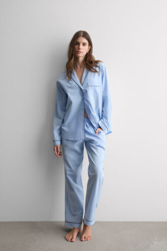 Chambray Ni Full Length Pajamas in Cotton and Modal