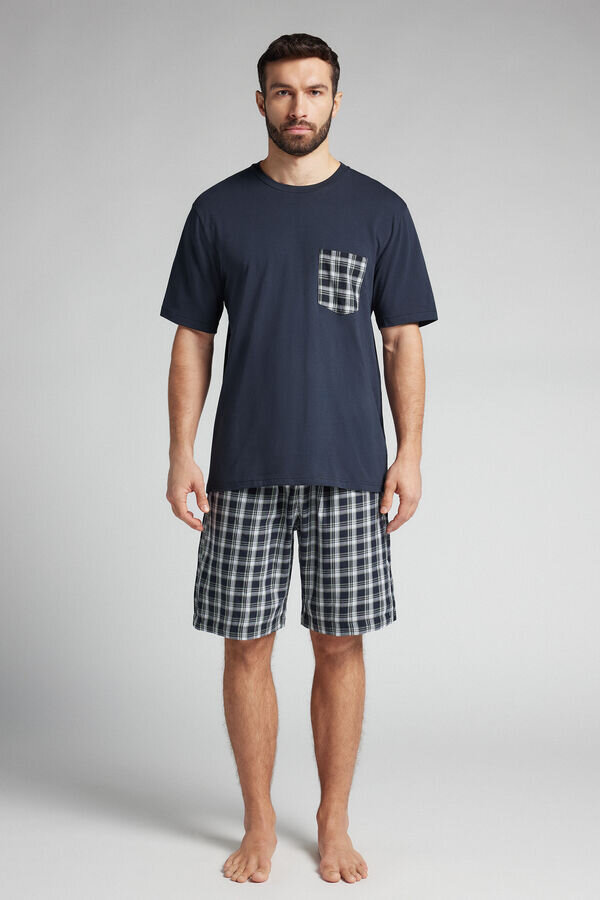 Check Cloth and Cotton Short Pajamas Check Cloth and Cotton Short Pajamas