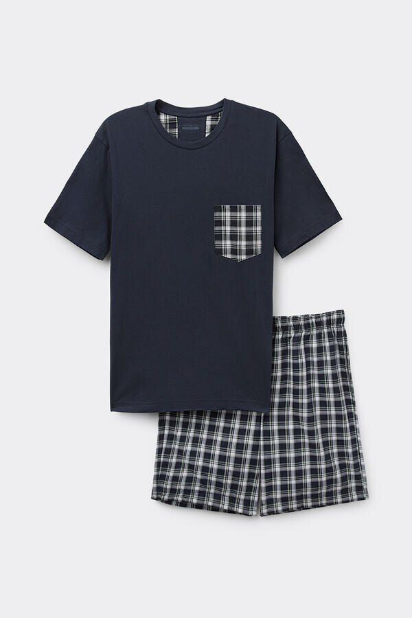 Check Cloth and Cotton Short Pajamas Check Cloth and Cotton Short Pajamas