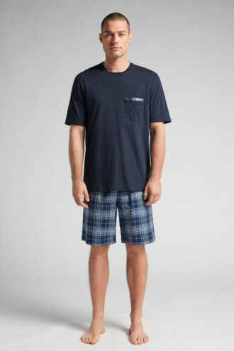 Check Print Cloth and Cotton Short Pajamas