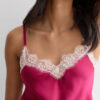 Contrast Lace Trim Silk Chemise