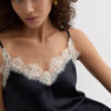 Contrast Lace Trim Silk Chemise
