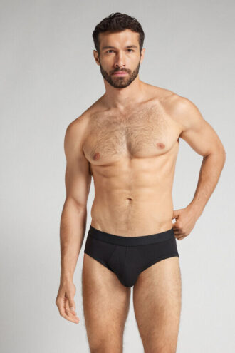Cotton Briefs with Exposed Elastic