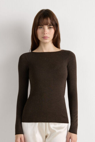 Crewneck Top in Modal Light with Cashmere Lame