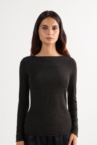 Crewneck Top in Modal Light with Cashmere Lame