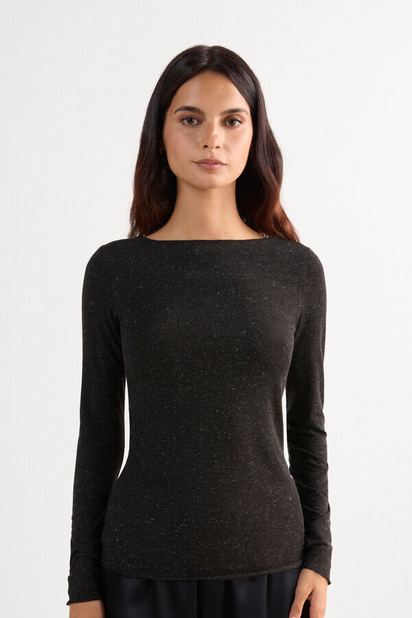 Crewneck Top in Modal Light with Cashmere Lame Crewneck Top in Modal Light with Cashmere Lame