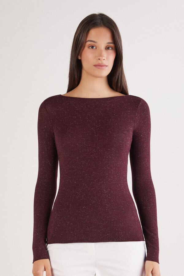 Crewneck Top in Modal Light with Cashmere Lame Crewneck Top in Modal Light with Cashmere Lame