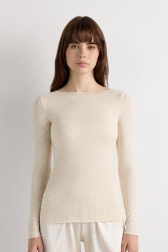 Crewneck Top in Modal Light with Cashmere Lame