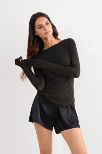 Crewneck Top in Modal Light with Cashmere Lame