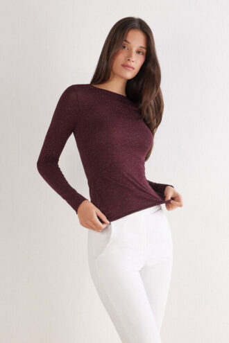Crewneck Top in Modal Light with Cashmere Lame