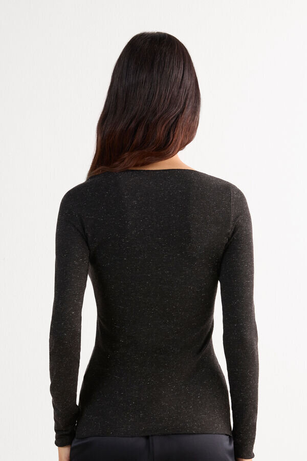 Crewneck Top in Modal Light with Cashmere Lame Crewneck Top in Modal Light with Cashmere Lame