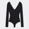 Fresh Bamboo Long Sleeve Bodysuit with Deep V-Neckline