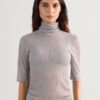 High Collar Top in Ultranatural with Cashmere