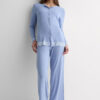 Lace Trim Button Up Full Length Pajamas in Modal Lace Trim Button Up Full Length Pajamas in Modal