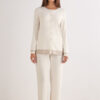 Lace Trim Button Up Full Length Pajamas in Modal Lace Trim Button Up Full Length Pajamas in Modal