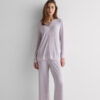 Lace Trim Button Up Full Length Pajamas in Modal Lace Trim Button Up Full Length Pajamas in Modal