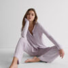 Lace Trim Button Up Full Length Pajamas in Modal Lace Trim Button Up Full Length Pajamas in Modal