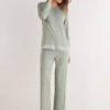 Lace Trim Button Up Full Length Pajamas in Modal Lace Trim Button Up Full Length Pajamas in Modal