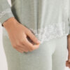 Lace Trim Button Up Full Length Pajamas in Modal Lace Trim Button Up Full Length Pajamas in Modal