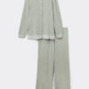 Lace Trim Button Up Full Length Pajamas in Modal Lace Trim Button Up Full Length Pajamas in Modal