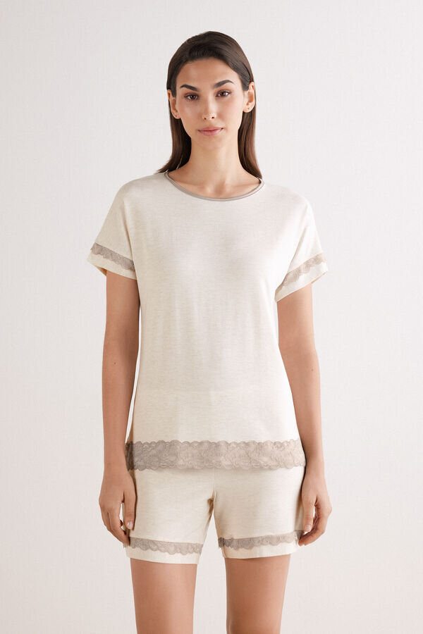 Lace Trim Short Pajamas in Modal Lace Trim Short Pajamas in Modal