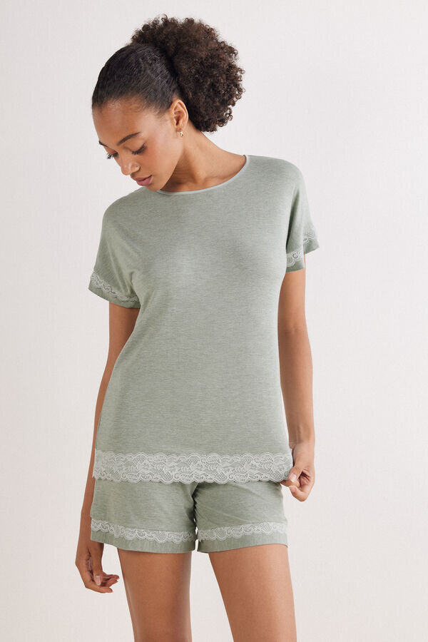 Lace Trim Short Pajamas in Modal Lace Trim Short Pajamas in Modal