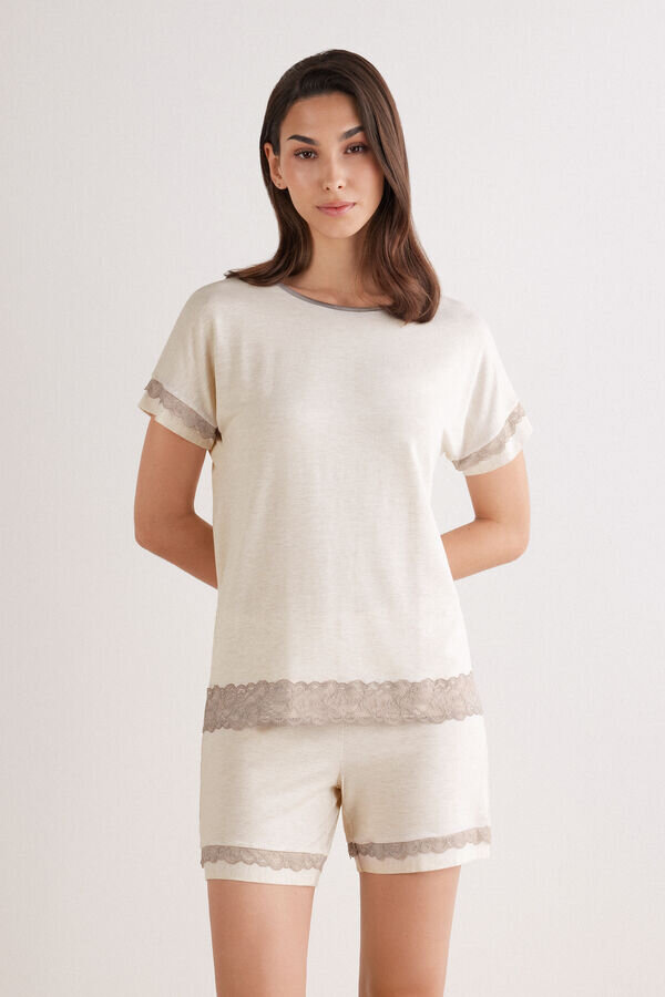 Lace Trim Short Pajamas in Modal Lace Trim Short Pajamas in Modal