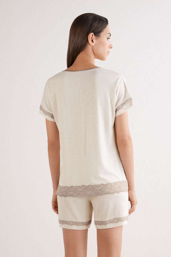 Lace Trim Short Pajamas in Modal Lace Trim Short Pajamas in Modal
