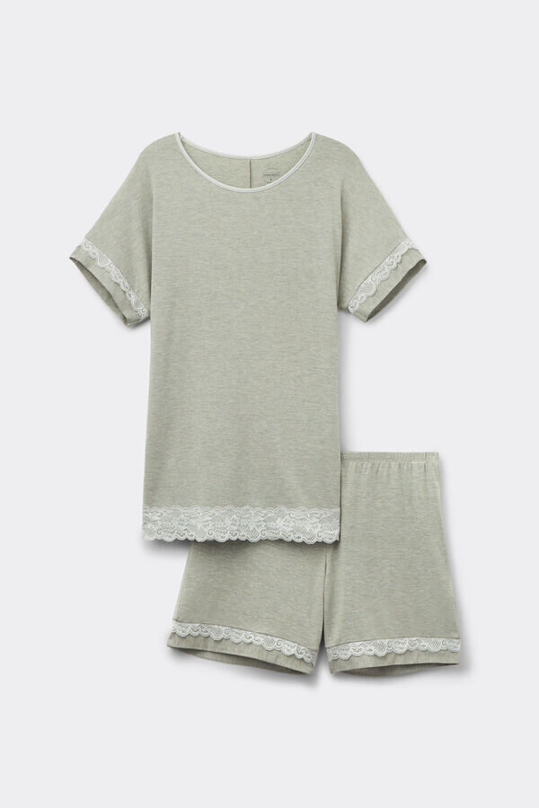 Lace Trim Short Pajamas in Modal Lace Trim Short Pajamas in Modal