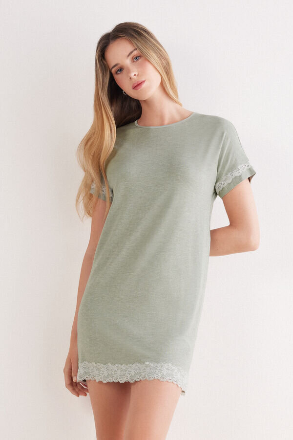 Lace Trim Short Sleeve Nightgown Lace Trim Short Sleeve Nightgown