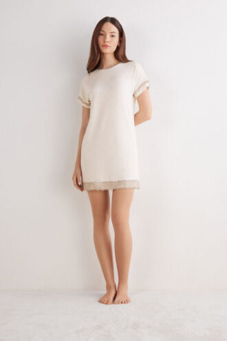 Lace Trim Short Sleeve Nightgown
