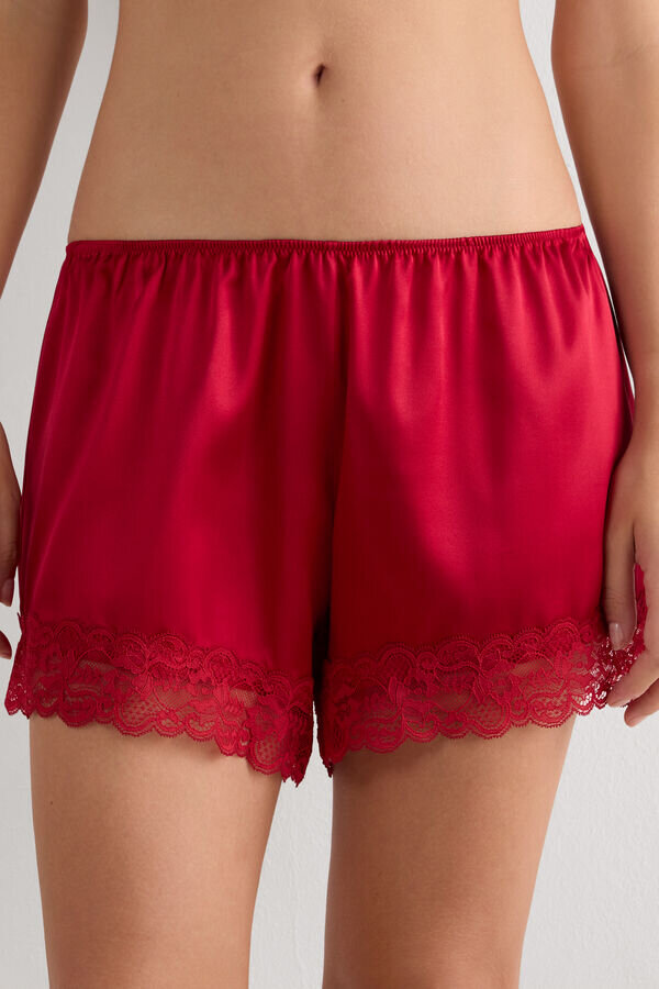 Lace Trim Silk Shorts Lace Trim Silk Shorts