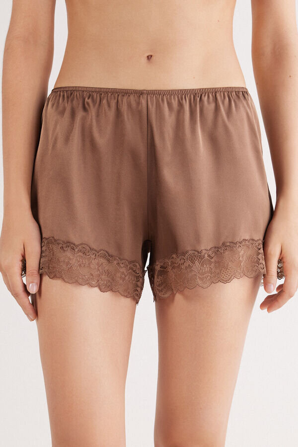Lace Trim Silk Shorts Lace Trim Silk Shorts