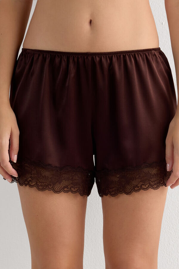 Lace Trim Silk Shorts Lace Trim Silk Shorts