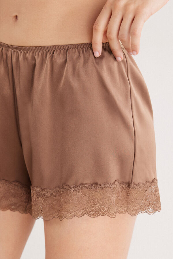 Lace Trim Silk Shorts Lace Trim Silk Shorts