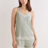 Lace Trim Tank Top Short Pajamas in Modal
