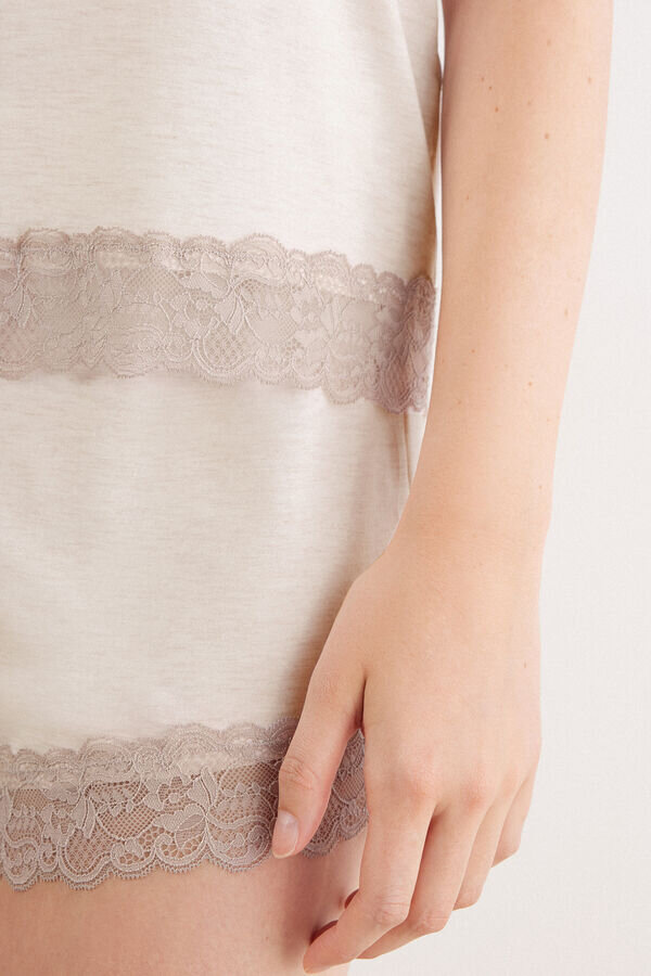 Lace Trim Tank Top Short Pajamas in Modal Lace Trim Tank Top Short Pajamas in Modal