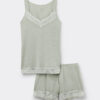 Lace Trim Tank Top Short Pajamas in Modal