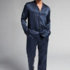 Long Silk Piped Pajamas