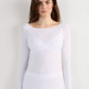 Long Sleeve Bateau Neck Top in Micromodal Long Sleeve Bateau Neck Top in Micromodal