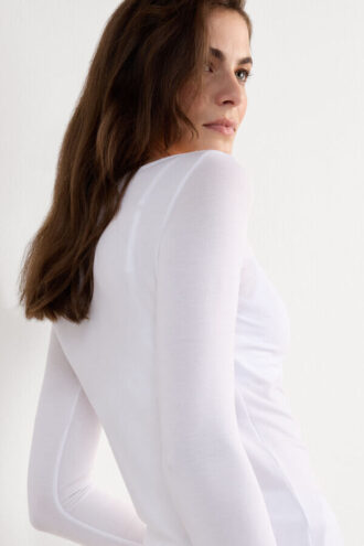 Long Sleeve Bateau Neck Top in Micromodal