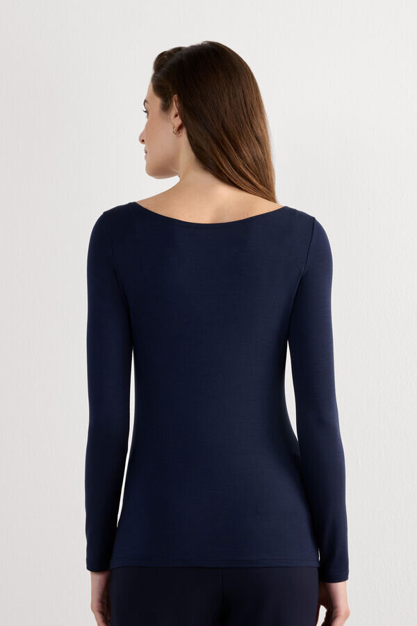 Long Sleeve Bateau Neck Top in Micromodal Long Sleeve Bateau Neck Top in Micromodal
