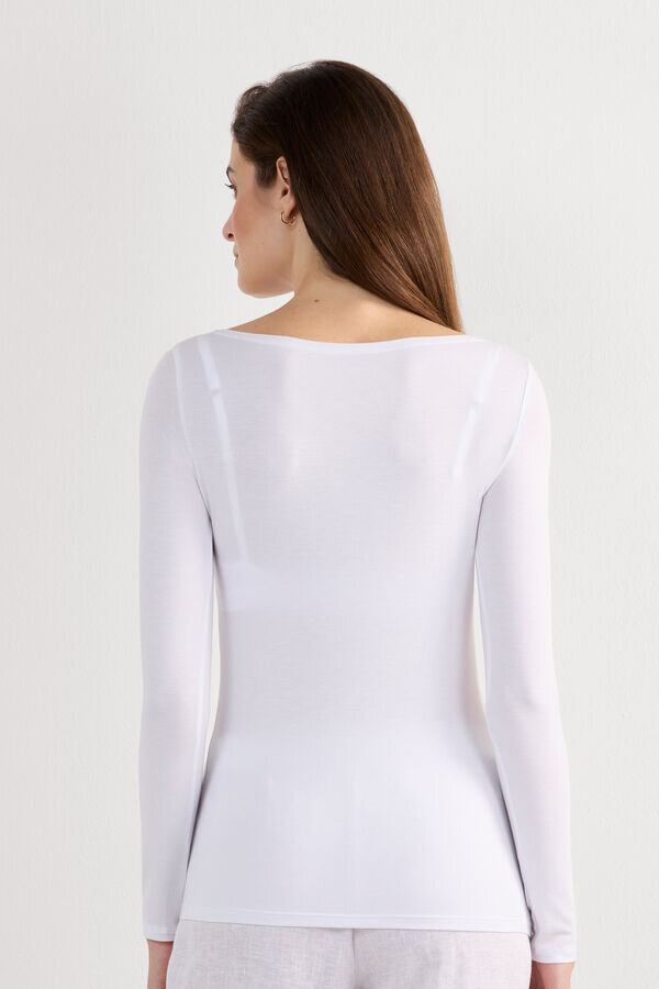 Long Sleeve Bateau Neck Top in Micromodal Long Sleeve Bateau Neck Top in Micromodal
