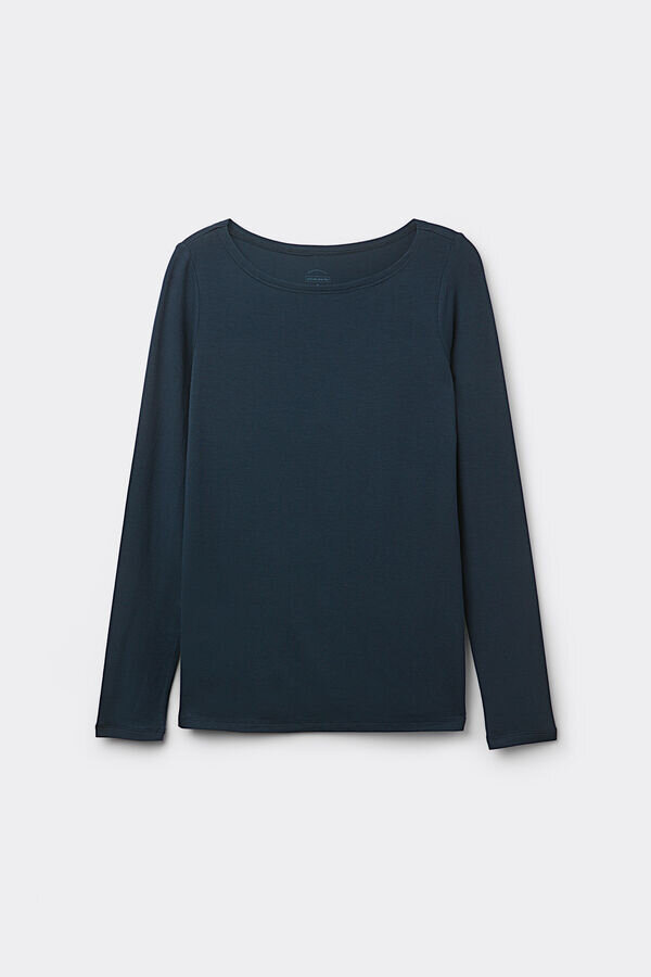 Long Sleeve Bateau Neck Top in Micromodal Long Sleeve Bateau Neck Top in Micromodal